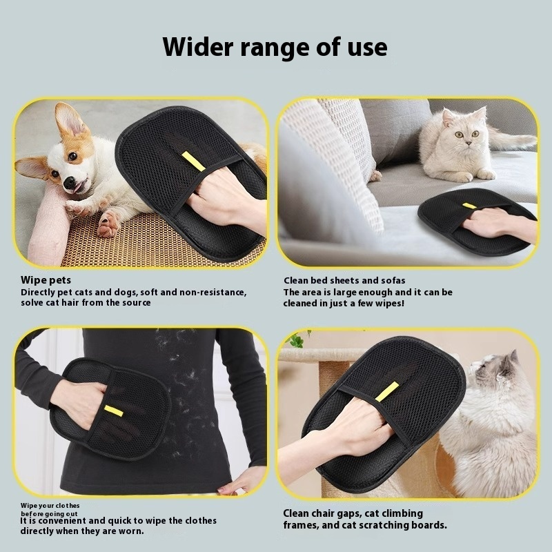Pet Hair Remover Mitt Pet Hair Remover Gloves Deshedding Brush Glove For Dog Cat Rabbit With Long Short Curly Hair - Image 2