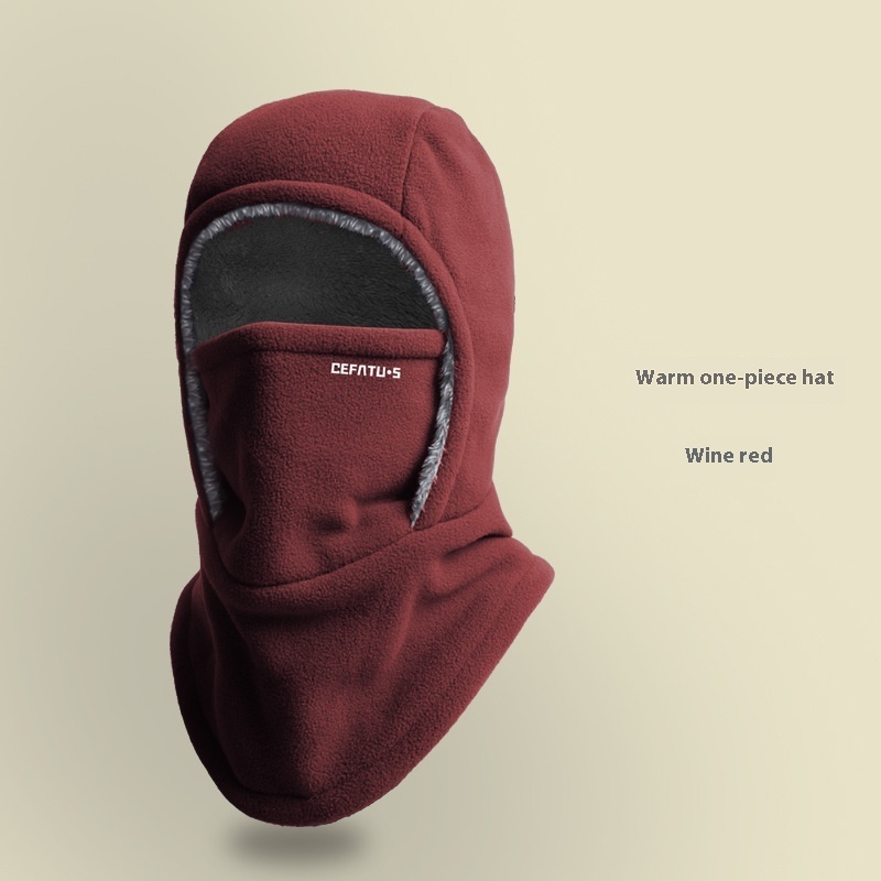 Winter Fleece Hooded Scarf Windproof Cold-proof Warm Face Mask Outdoor Thermal Head Cover Hat - Image 9