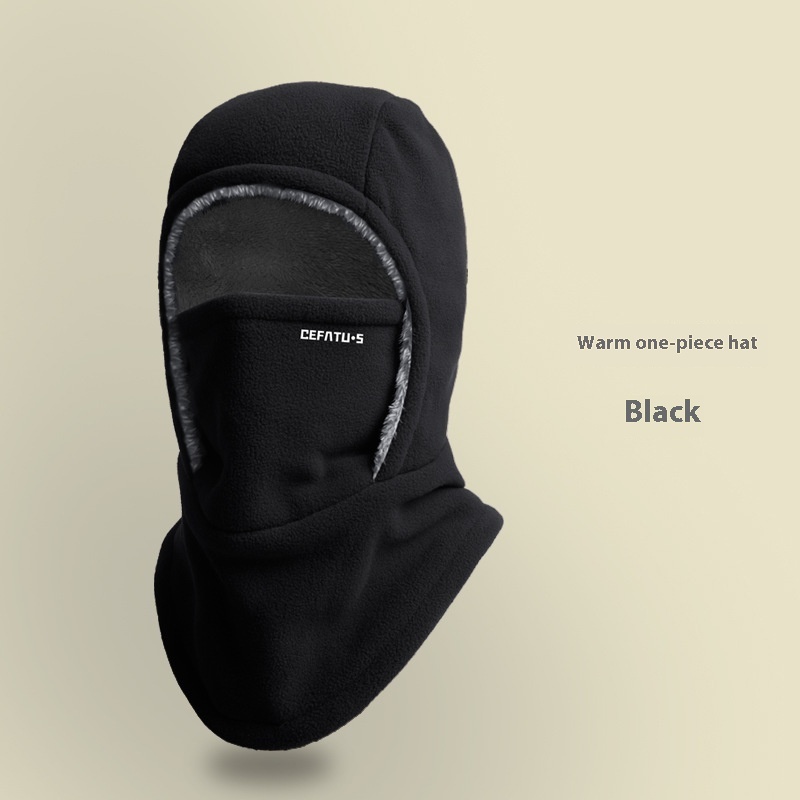Winter Fleece Hooded Scarf Windproof Cold-proof Warm Face Mask Outdoor Thermal Head Cover Hat - Image 3